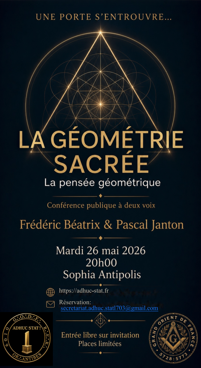 Affiche de la conférence La Géométrie Sacrée — Mardi 26 mai 2026, 20h00, Sophia Antipolis